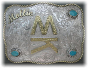 Custom buckle with turquoise accents