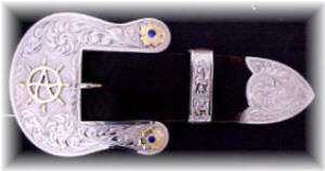 German Silver Belt Buckle 3 Piece Set