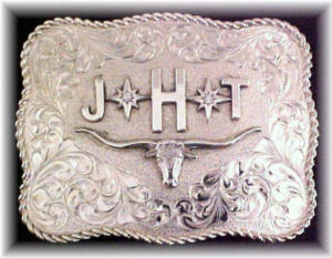 Sterling Silver Belt Buckle with Diamonds