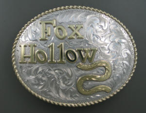 Double Mule Shoe Brand Idaho Ranch Brand Belt Buckle